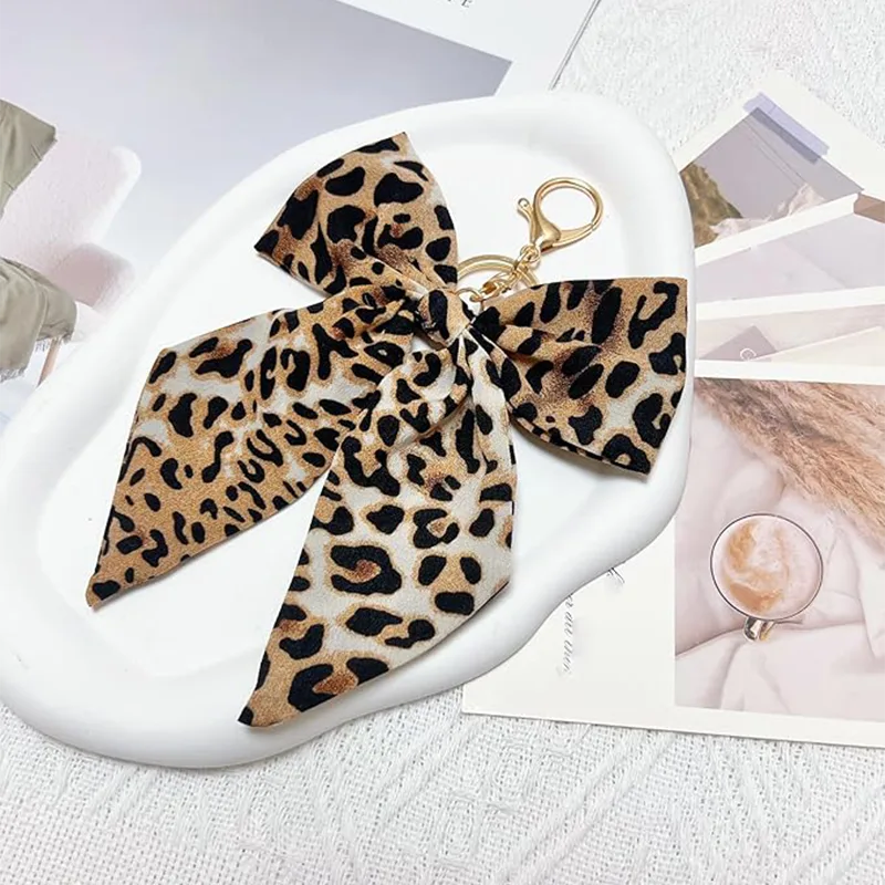 Leopard Print Bow Bag Charm